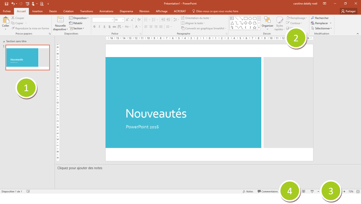 Ecran PowerPoint 2016